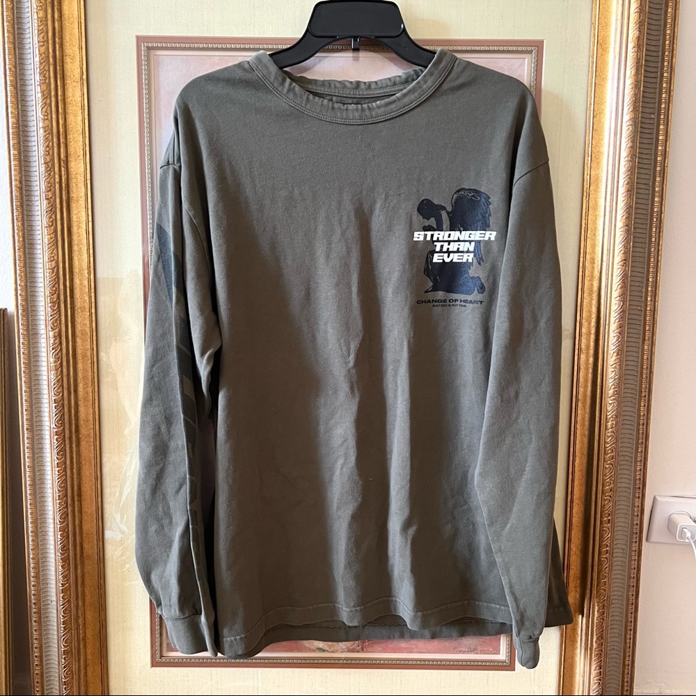 change of heart stronger than ever sweater sweatshirt green khaki size M S1